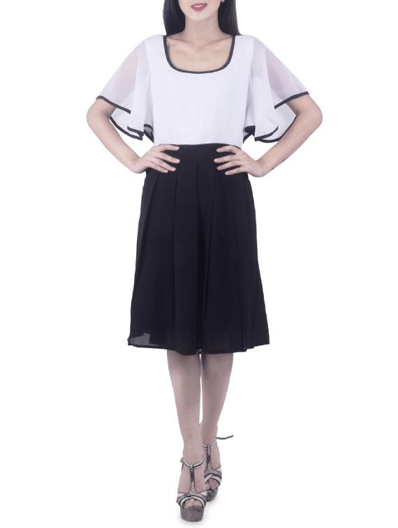white georgette fit & flare dress - 14520722 - Zoom Image - 1