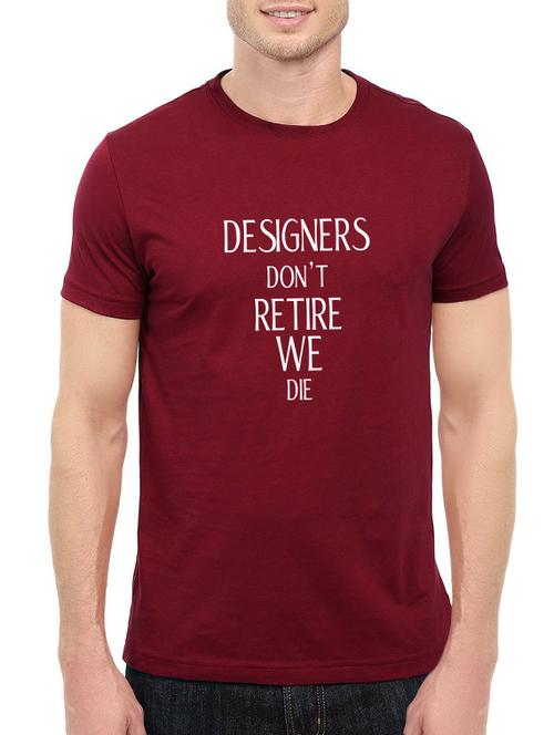 maroon cotton chest print tshirt - 14520819 - Standard Image - 1