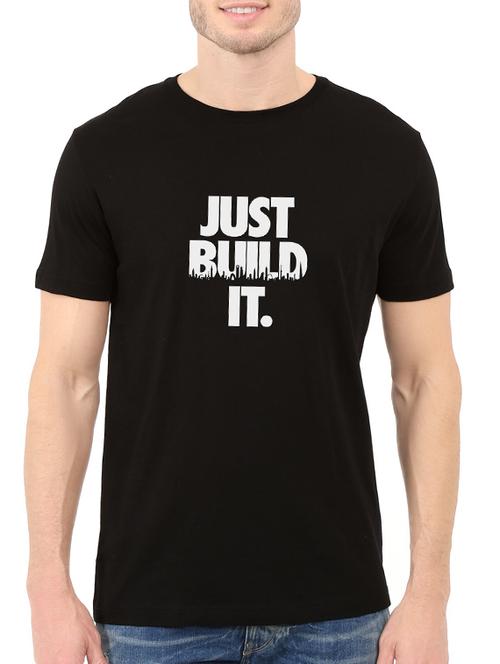 black cotton chest print tshirt - 14520966 - Standard Image - 1