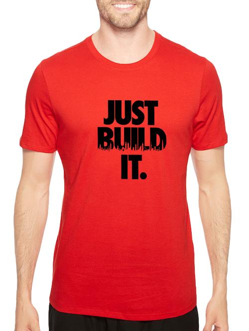 red cotton chest print tshirt - 14520971 - Standard Image - 1