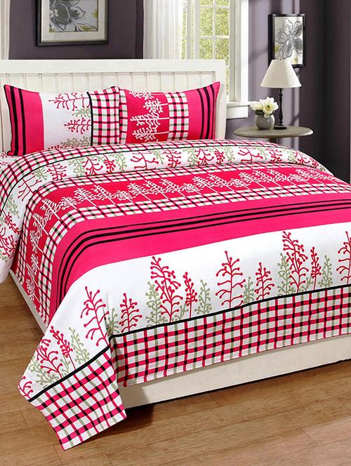 PolyCotton Printed Double Bed Sheet with 2 Pillow Covers - 14521084 - Standard Image - 1