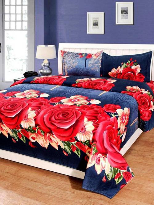 PolyCotton Printed Double Bed Sheet with 2 Pillow Covers - 14521094 - Very Small Image - 1