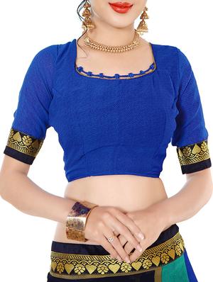 blue georgette printed saree with blouse - 14521104 - Standard Image - 3