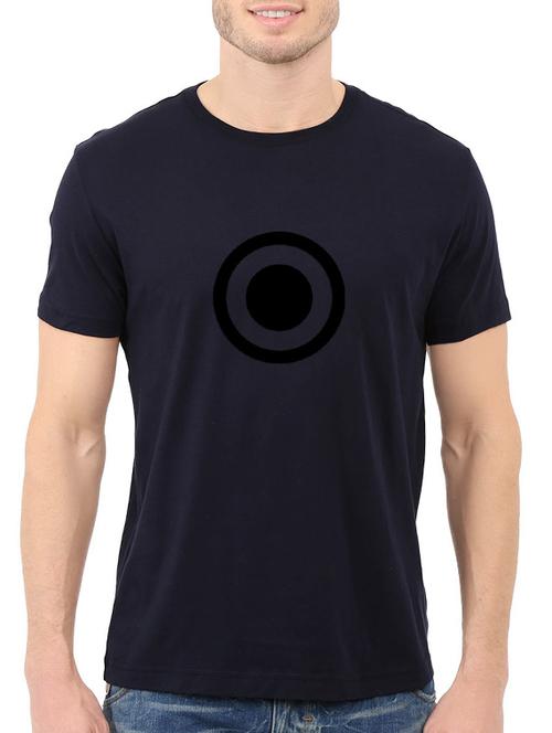 navy blue cotton chest print tshirt - 14521155 - Standard Image - 1