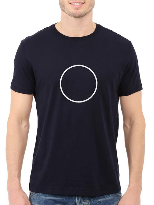 navy blue cotton chest print tshirt - 14521188 - Standard Image - 1