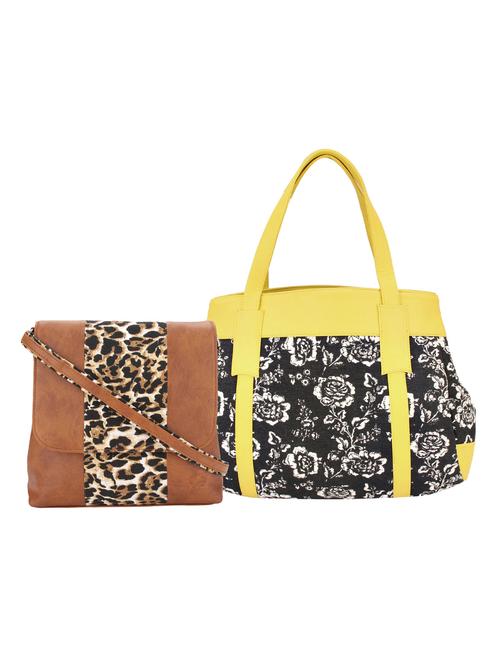 multi colored leatherette printed handbag - 14521233 - Standard Image - 1