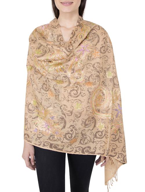 Beige woolen stole - 14521450 - Standard Image - 1
