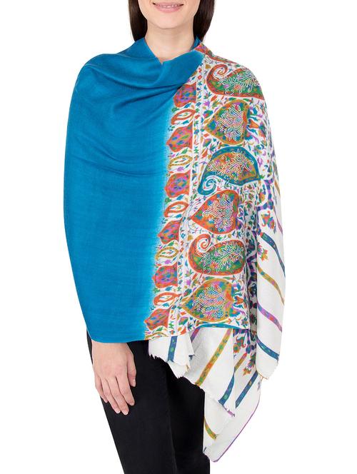 Blue woolen stole - 14521465 - Standard Image - 1