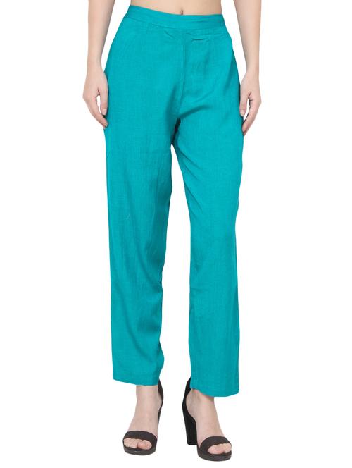 blue cotton trouser - 14521475 - Standard Image - 1