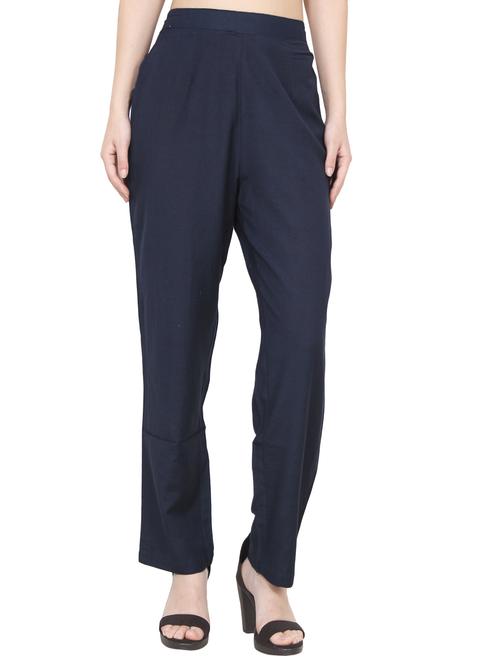 navy blue cotton trouser - 14521476 - Standard Image - 1