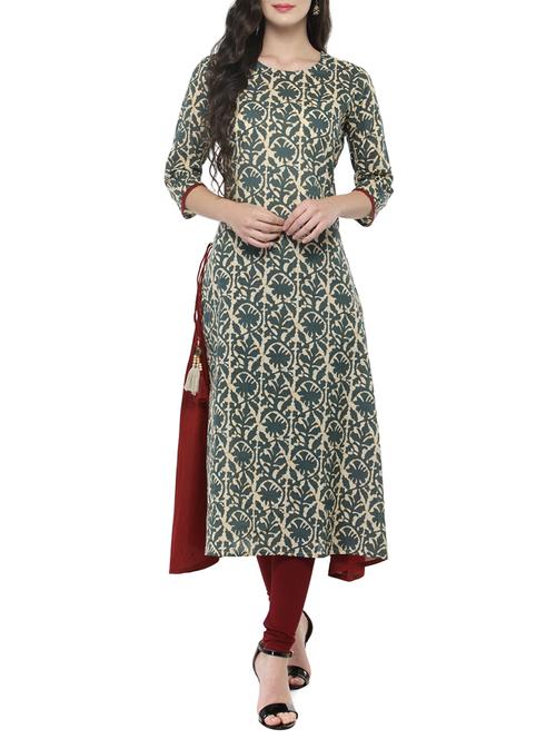 a-line Dabu print kurta - 14521494 - Standard Image - 1