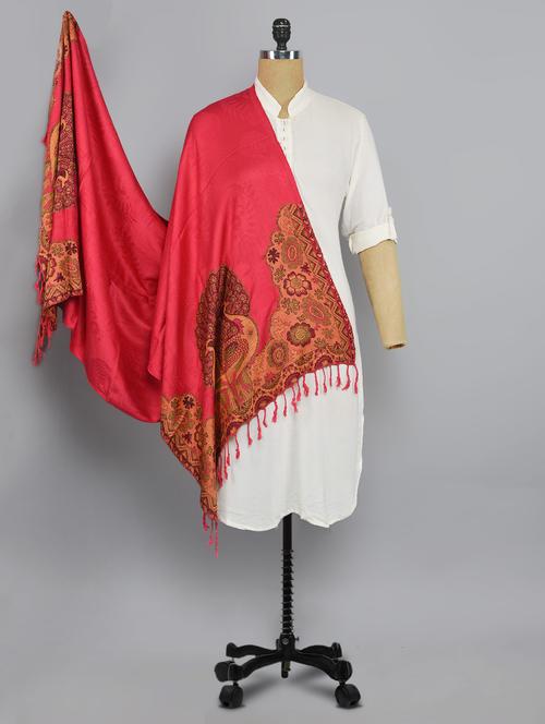 pink floral border shawl - 14521579 - Standard Image - 1
