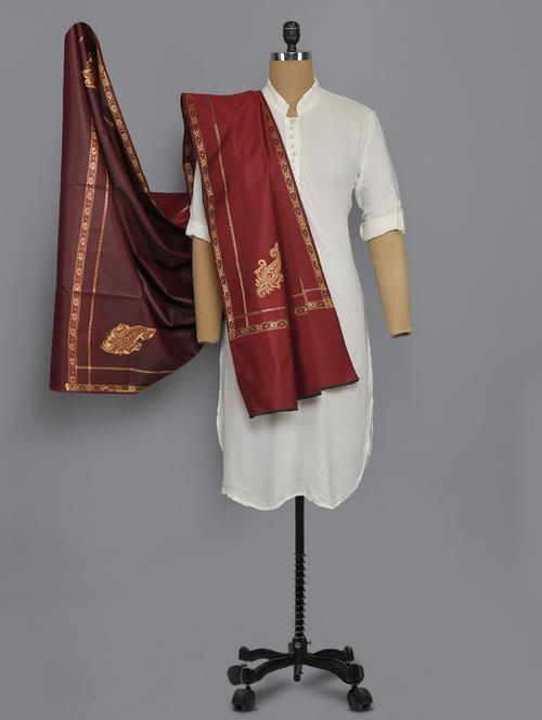 Maroon solid shawl - 14521666 - Standard Image - 1