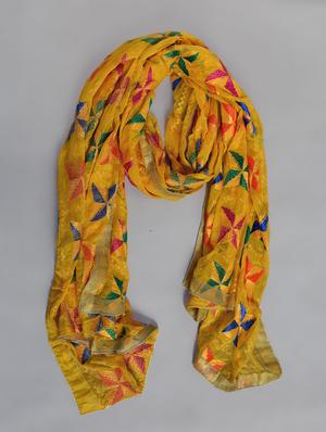 yellow nylon phulkari dupatta - 14521697 - Standard Image - 2