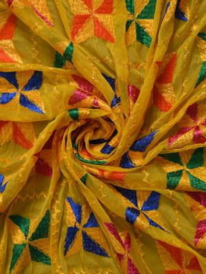 yellow nylon phulkari dupatta - 14521697 - Standard Image - 3