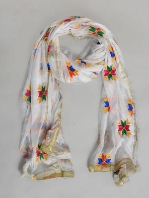 white nylon phulkari dupatta - 14521698 - Standard Image - 2