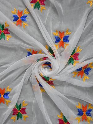 white nylon phulkari dupatta - 14521698 - Standard Image - 3
