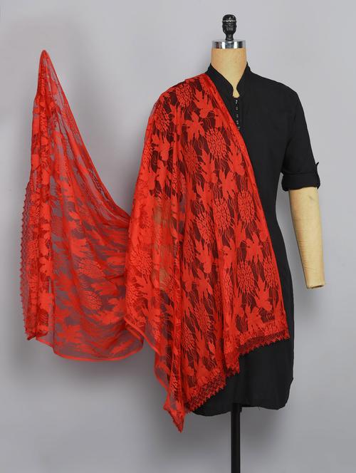 red net woven dupatta - 14521702 - Very Small Image - 1