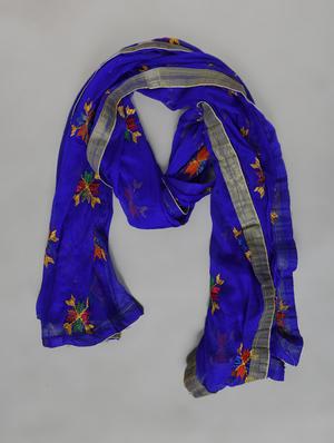 blue nylon phulkari dupatta - 14521704 - Standard Image - 2
