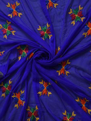 blue nylon phulkari dupatta - 14521704 - Standard Image - 3