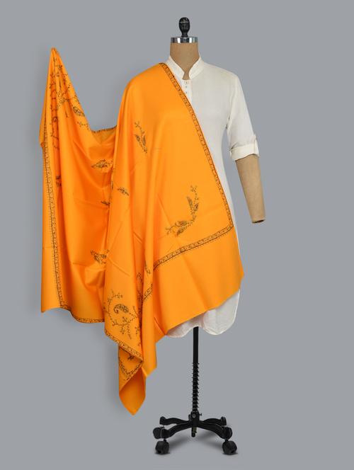 yellow embroidered shawl - 14521716 - Standard Image - 1