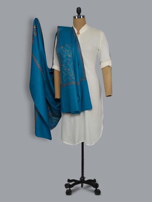 Blue embroidered shawl - 14521718 - Standard Image - 1