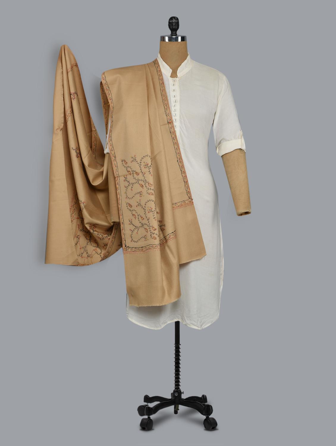 beige embroidered shawl