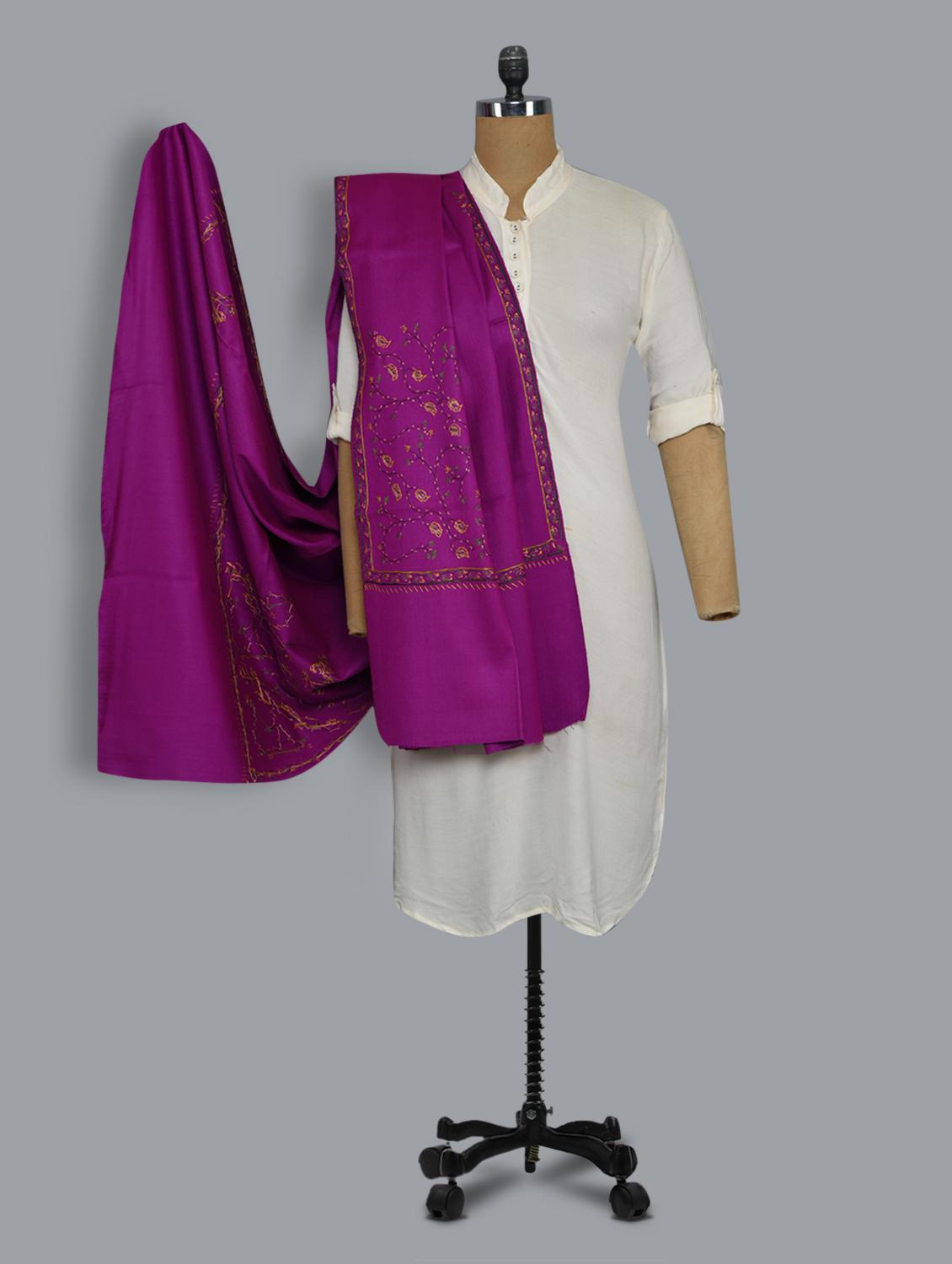 Purple embroidered shawl - 14521721 - Zoom Image - 1