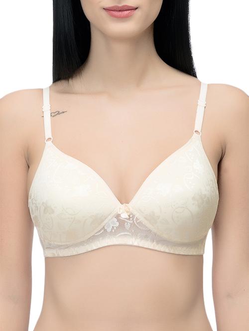 Beige solid bra - 14521751 - Very Small Image - 1