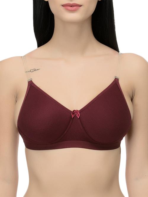 maroon solid backless bra - 14521787 - Standard Image - 1