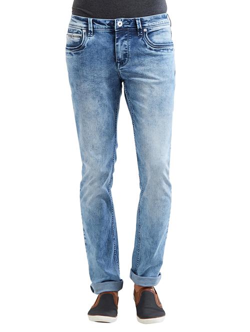 blue cotton washed jeans - 14525628 - Very Small Image - 1