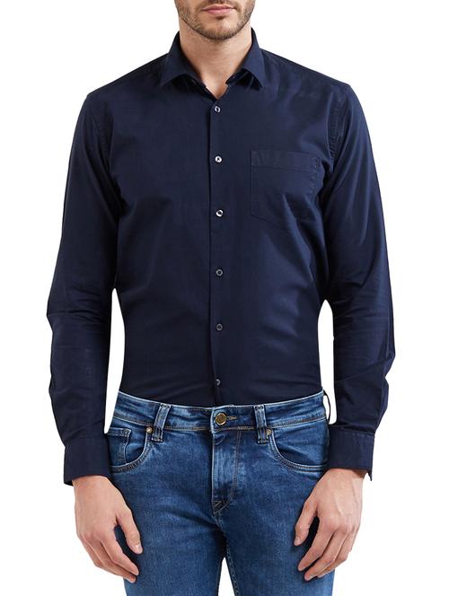 blue cotton casual shirt - 14525719 - Very Small Image - 1