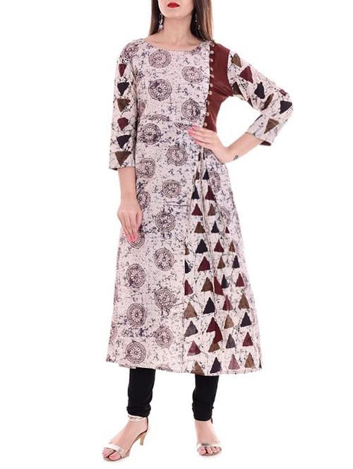 multicolored cotton a-line kurta - 14525744 - Very Small Image - 1