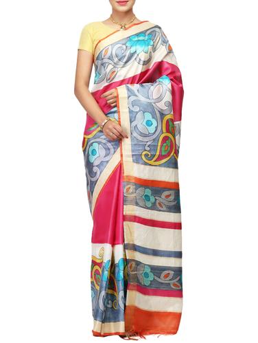 multi colored Tussar saree with blouse - 14526707 - Very Small Image - 1