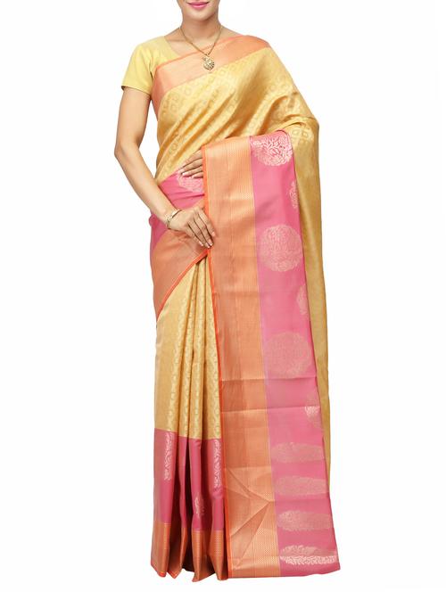 beige cotton handloom saree - 14526730 - Very Small Image - 1