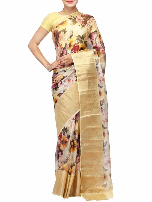 beige kota handloom saree - 14526737 - Very Small Image - 1