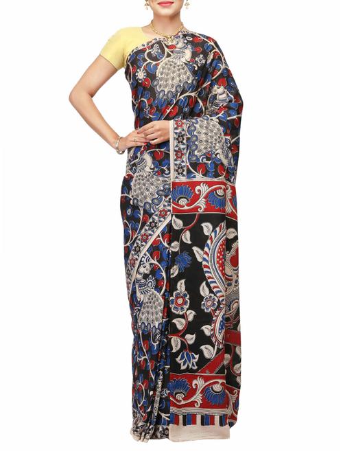 black cotton silk handloom saree - 14526766 - Very Small Image - 1