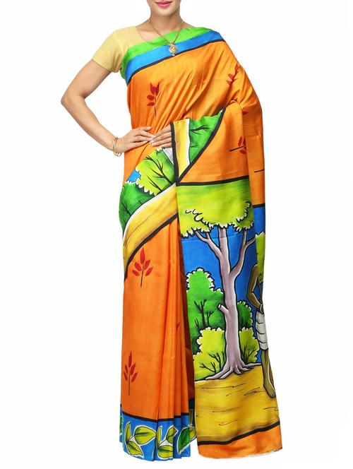 mustard cotton silk woven saree with blouse - 14526783 - Very Small Image - 1