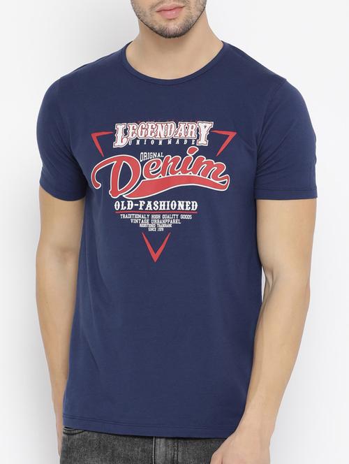 navy blue cotton t-shirt - 14526935 - Very Small Image - 1