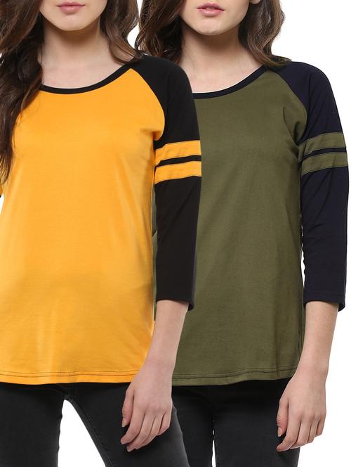 set of 2 multicolored cotton tees - 14526981 - Very Small Image - 1