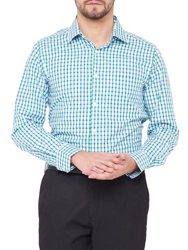 green and blue cotton formal shirt - 14527202 - Very Small Image - 1