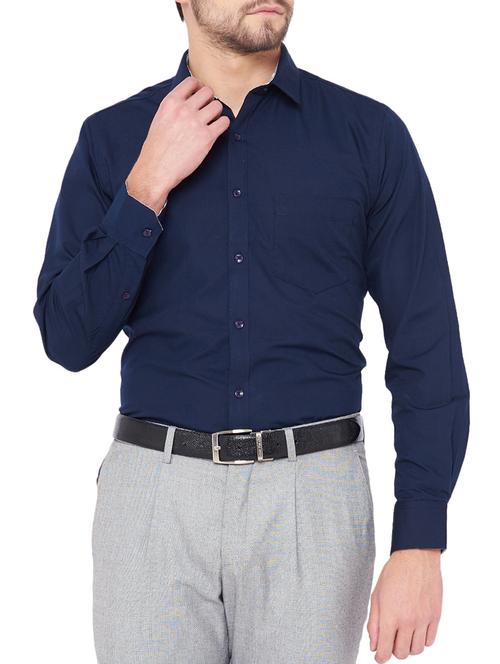 navy blue cotton formal shirt - 14527216 - Very Small Image - 1