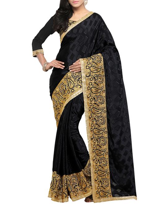 black silk woven saree with blouse - 14527230 - Very Small Image - 1