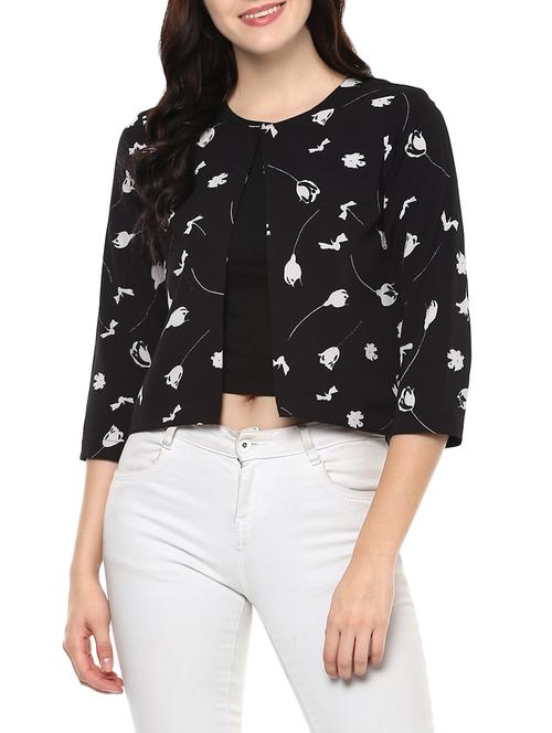 black printed shrug - 14527292 - Very Small Image - 1