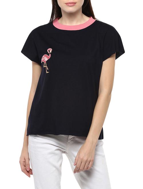 graphic patch raw hem tee - 14527304 - Standard Image - 1