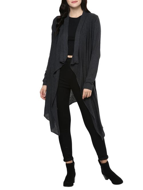 grey cotton asymmetric shrug - 14527326 - Very Small Image - 1