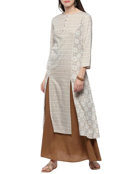 white viscose straight kurta - 14527354 - Standard Image - 1