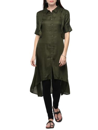 green viscose high low kurta - 14527360 - Very Small Image - 1