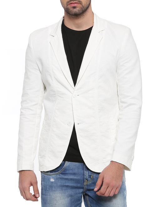 white cotton casual blazer - 14527426 - Very Small Image - 1
