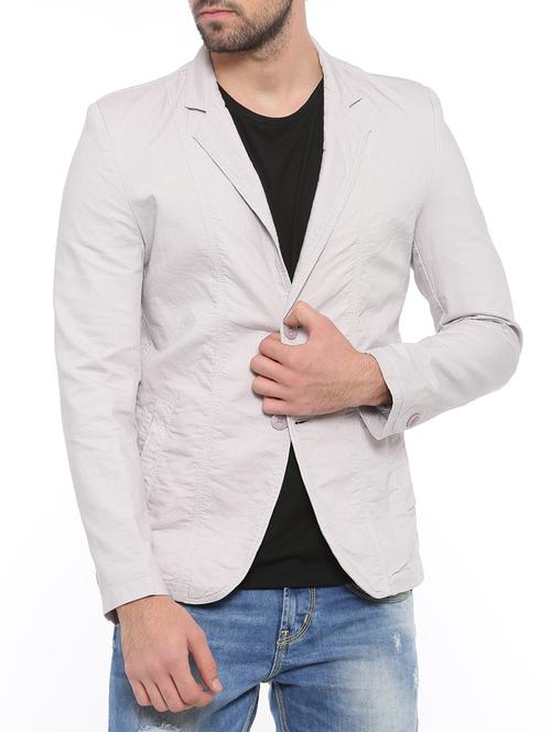 grey cotton casual blazer - 14527427 - Standard Image - 1